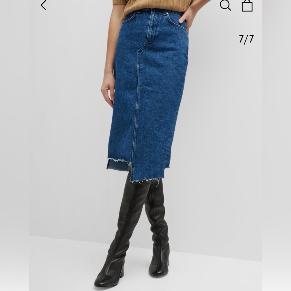 NWT Rag & Bone Sukato Denim Skirt Featuring a Frayed Step Hem Size 31 - Picture 8 of 16